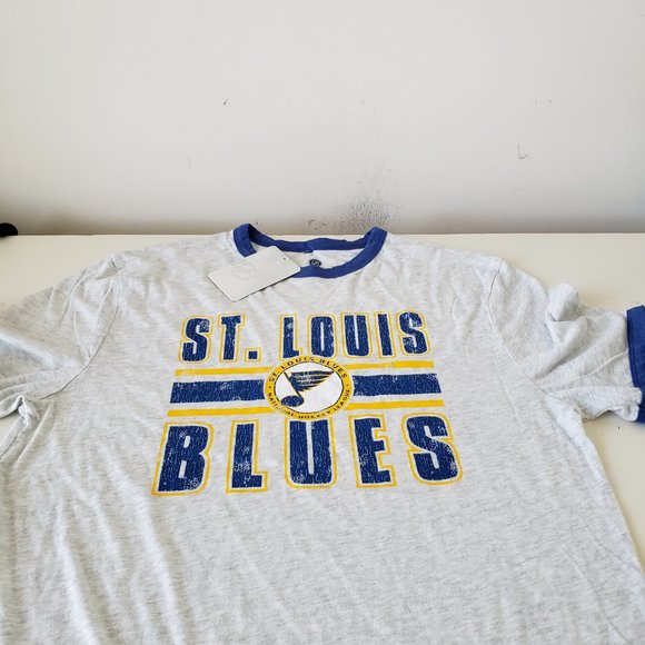 St Louis Blues T-Shirt Tee Mens Large Heathered Light Gray NHL Big Logo NWT - Picture 2 of 13